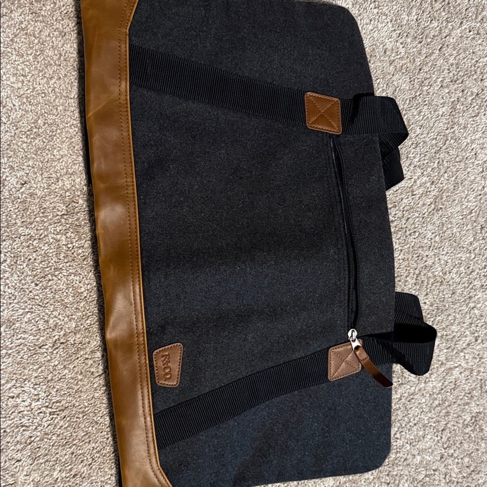 NEW NEVER USED!!! Black Canvas Travel Tote with Brown Leather Trim-brand new